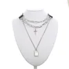 Choker Punk Cross -ketting ketting met slot Goth Collar hanger vrouwen/mannen zwart leer emo coole sieraden