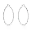 Boucles d'oreilles créoles 925 timbre couleur argent 55 MM/5.5 CM plat rond pour les femmes mariage luxe qualité mode bijoux accessoires noël