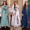 Этническая одежда 2023 Скромная модная вечеринка Abayas для женщин сетчание цветочной вышивкой индейка