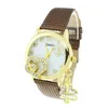 Wristwatches Women's Fashion Watch Sweet Rhinestone Trendy Accessory Uhren For Women Leather Strap Wrist Drop 0386