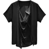 남자 T 셔츠 여름 짧은 슬리브 어두운 쇼 드레스 하프 슬리브 중공 의류 미용사는 지퍼 티셔츠 패션의 트렌드입니다.