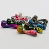 Latest Pretty Colorful Pattern Silicone Pipes Herb Tobacco Oil Rigs Glass Multihole Filter Spoon Bowl Handpipes Innovative Smoking Cigarette Hand Holder Tube