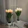 Table Lamps LED Tulip Lamp Simulation Flower Home Decoration Bedside Atmosphere Night Light Cafe Bar Romantic