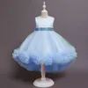 Robes de fille Robe de fille Net fil fleur noeud doux sans manches queue robe moelleuse robe de princesse robe de soirée fantaisie robe de mariée pour fille