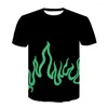 Herren T-Shirts 2023 3D-Druck T-Shirt Paar T-Shirts Fluoreszierende grüne Flamme Kurzarm Männer/Frauen bedruckt