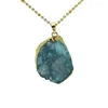 ペンダントネックレス不規則な青いクラスター宝石ドルージの石のネックレスジオード自然な生のクリスタルクォーツチェーン