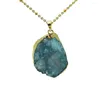 Hangende kettingen onregelmatige blauwe cluster edelsteen druzy stenen ketting geode natuurlijke ruwe kristalkwarts ketting voor mannen