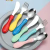 Dinnerware Sets Cartoon Cute Baby Spoon And Fork Stainless Steel Cutlery Set Feeding Knife Tableware Dining Table