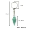 Natural Crystal Stone Keychain Stainless Steel Crystal KeyChain Handbag Decor Keychain Cone Pendant Accessory