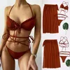 Dames badmode groene badpakken voor vrouwen push side zwempak bandeau tie bloemen bikini verbanden strandkleding verstelbaar Women's