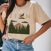 レディースTシャツザイオンマウンテンヴィンテージTシャツ女性西部ハイキングトラベルシャツ国立公園屋外Tシャツレトロボーホートップス