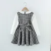 Girl's Dresses Girl Dress Plaid Pattern Girl Party Dress Patchwork Children Party Dress With Bag Teenage Clothes For Girls 6 8 10 12 14 W0314