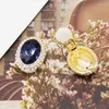 Backs oorbellen mode geometrische ronde kristallen clip voor vrouwen vintage strass earring klassieke bruiloftsfeestje sieraden geschenken