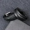Bracelets porte-bonheur Vintage Bracelet en cuir tissé pour hommes en acier inoxydable multicouche rétro Simple corde chaîne en gros bijoux accessoires