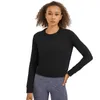 Active Shirts 2023 Winter Thermal French Terry Gym Yoga Sweatshirt Women Leisure Crew Neck Cotton Sports Pullover Fitness Long Sleeve Tops