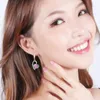 Boucles d'oreilles pendantes en gros S925 en argent Sterling femmes bijoux de mode de haute qualité bleu rose cristal Zircon coeur amour vente