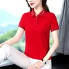 Women's Polos Shirt Blue Summer Short Sleeve Femininas s Cotton Star Embroidery Ladies tops 230317