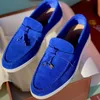 Klänningskor Summer Walk Women Loafers Suede Causal Moccasin Mmtal Lock Beanie Bekväm mjuk sula platt plus storlek 230320