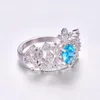 Bröllopsringar Lingmei Drop Gorgeous Crown Shaped Princess Jewelry Multi Sea Blue Zircon Silver Color Ring Size 6 7 8 9 10 11Wedding