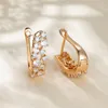 Hoop Earrings Dainty Hollow Small Round Stone White Zircon Crystal Trendy Gold Color Wedding For Women Jewelry