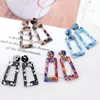 Dangle Earrings Fashionable Acetic Acid Plate Exaggerated Lucite Geometric Long Square Multicolor Ear Jewelry