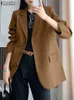 Womens Suits Blazers Oversized Women Long Sleeve Blazer Top Casual Spring Autumn Fashion Office Lady Outwear ZANZEA Solid Suits Coats Work Wears 230320