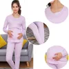 Sleep Lounge Winter Maternity Sleepwear Cotton Pyjamas Nightrown för ammande andningsbara innerkläder Support Belly Band Back Clothes 230320