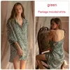 Mulheres sleepwear blusa de cetim para mulheres doce leopardo pijama mulher elegante manga longa homewear senhoras camisas sexy