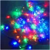 Led Strings Lights Avec Contrôleur Colorf Rgb Waterpoof Décoration Extérieure Lampes 100Leds 10M Pour Portes Sols Graminées Arbres De Noël 220 Dhlhf