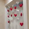 Cortina hilo en forma de corazón divisor de sala de estar cadena borla niñas partición dulce con cuentas cenefa de ventana