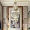 DUPLEX Building żyrandol Villa salon crystal lampa hotel luksus żyrandol High-end Spiral Schody Long żyrandol