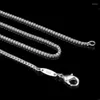 Kedjor grossist verklig silverfärg halsband kvinnor män lådkedja 16 18 20 22 24 tum högkvalitativa smycken Kolye krage