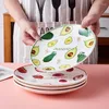 Ensembles de vaisselle dessin animé créatif assiette en céramique baguettes de ménage bol vaisselle ensemble Dessert aux fruits occidentaux