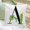 Oreiller anglais Alphabet A-Z taie d'oreiller dessin animé plante impression couverture maison voiture canapé bureau dossier couvre Cactus décor