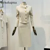 Two Piece Dress Fashion Korean Style Outfits Slim Fit Blazer Top Long Sleeve Spring Autumn High Waist Pencil Skirt Two Piece Office Lady Clothes 230320