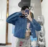 Chemisiers pour femmes Chemises Designer Pocket Arc de Triomphe Broderie Chemise en jean courte Wind Blue Wash Revers Single Breasted Loose Fit Women WU7D