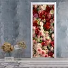 壁紙モダンなシンプルな赤いピンクのバラの花の壁紙ドア壁画PVC自己接着防水リビングルームベッドルームステッカー3Dパペルタピズ