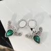 Chic Floral Emerald Stud Women Flower Hoop Earrings Ladies Interlocking Letter Earndrops With Box Party Wedding Birthday Present