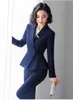 Ternos femininos Blazers de alta qualidade Tecido feminino formal feminino de negócios com calças e jaquetas Autumn Winter OL Styles Ladies Office Blazers Pantsuits 230320