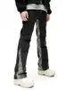 メンズジーンズアメリカンレトロステッチカモフラージ快適なゆるいバイブスタイルマイクロフレアパンツロング衣類230320