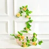 Ghirlande di fiori decorativi 240 cm Rose di seta Vite di edera con foglie verdi per la decorazione domestica di nozze Foglia finta Ghirlanda appesa fai da te Artificia