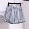 Survêtements pour femmes ICHOIX arrivées d'été 2 pièces costume col en v lanterne manches courtes bouton haut décontracté trou Denim Shorts deux pièces ensemble Kits