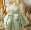 Girls green suspender dresses kids beaded ribbon Bows princess dress Ball Gown children's day party clothes Z0970