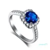 Hochwertige Designer-Ringe aus 925er-Sterlingsilber, Luxus-Eheringe-Schmuck für Frauen, 5A-Zirkonia, blau, grün, rosafarbener Diamant, verblasst nicht, nicht allergisch, mit Box