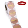 Inne pakowanie 500pcs/rolka ręcznie robiona z miłością naklejki papierowe Kraft 25 mm różowe okrągłe etykiety kleje