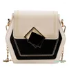 Evening Bags CAREY KEY Scrub Leather Shoulder Women Small Hexagon Messenger Bag Phone Handbags