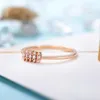 Cluster-Ringe aus massivem 14-karätigem Roségold, winziger Moissanit-Hochzeitsring, stapelbarer Brautschmuck für Frauen, Geschenk