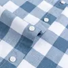 Men's Casual Shirts England Style Plaid Striped Cotton Shirts Single Patch Pocket Long Sleeve Standard-fit Button-down Men's Casual Checkered Shirt 230320