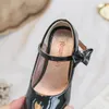 Sandaler Spirng Formal All Black Shoes Children High Heel Girls Performance Wedding Party Princess School Girl Dress D12053 230317