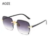 Okulary przeciwsłoneczne Aoze 2023 Retro Rimless Female Mrand Designer Gradient Ladies Uv400